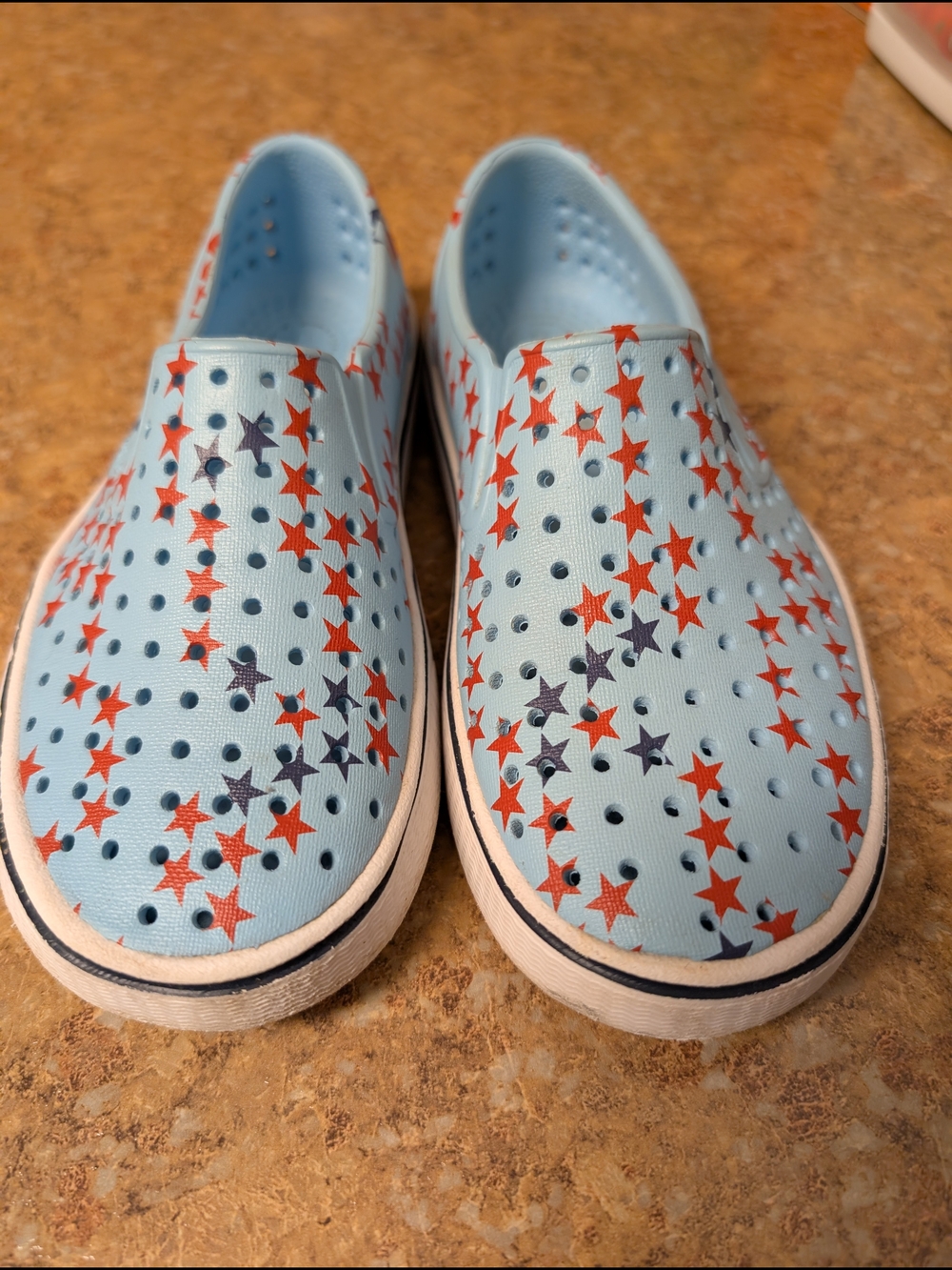 Kids Slip-On Star Print Shoes in Light Blue